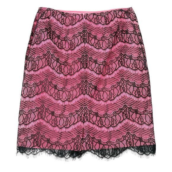 Rickie Freeman Teri Jon Skirt Size 12 Pink Silk Lace Whimsigoth Goth Fairycore - Picture 2 of 9